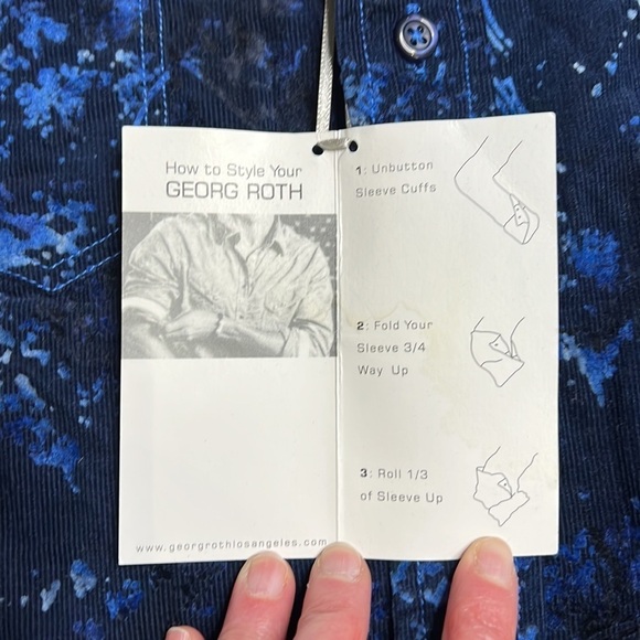 NWT Georg  Roth Los Angeles Men's Classic blue corduroy button down shirt - Picture 4 of 12